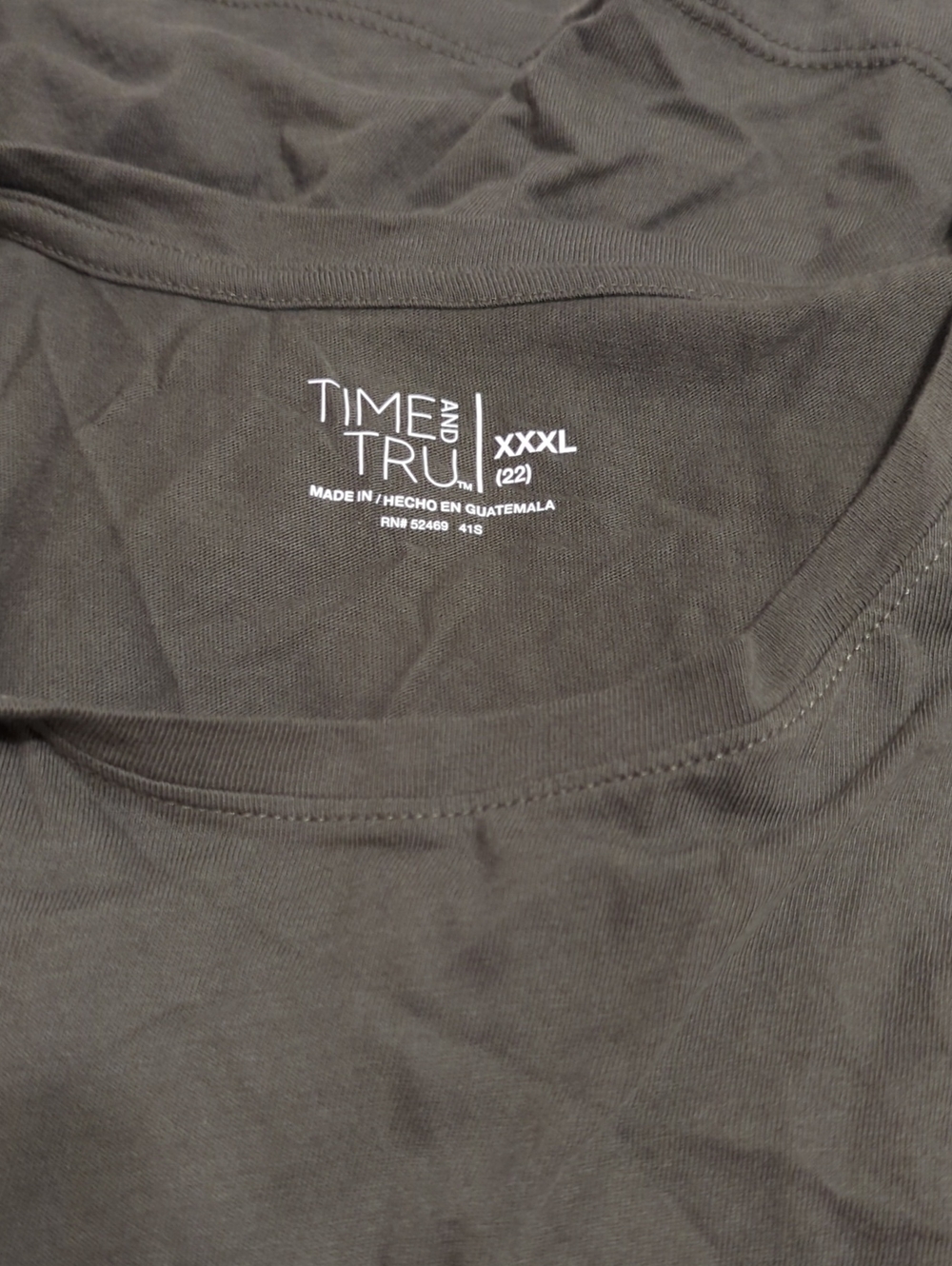Time and Tru Olive Green Crew Neck Tee